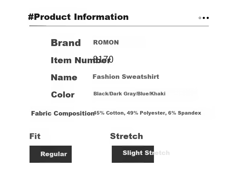 ROMON Men's Sweatshirt Spring and Autumn Long Sleeve Pullover T-Shirt Casual Comfortable Jacket Base Shirt 8170 Black L 3