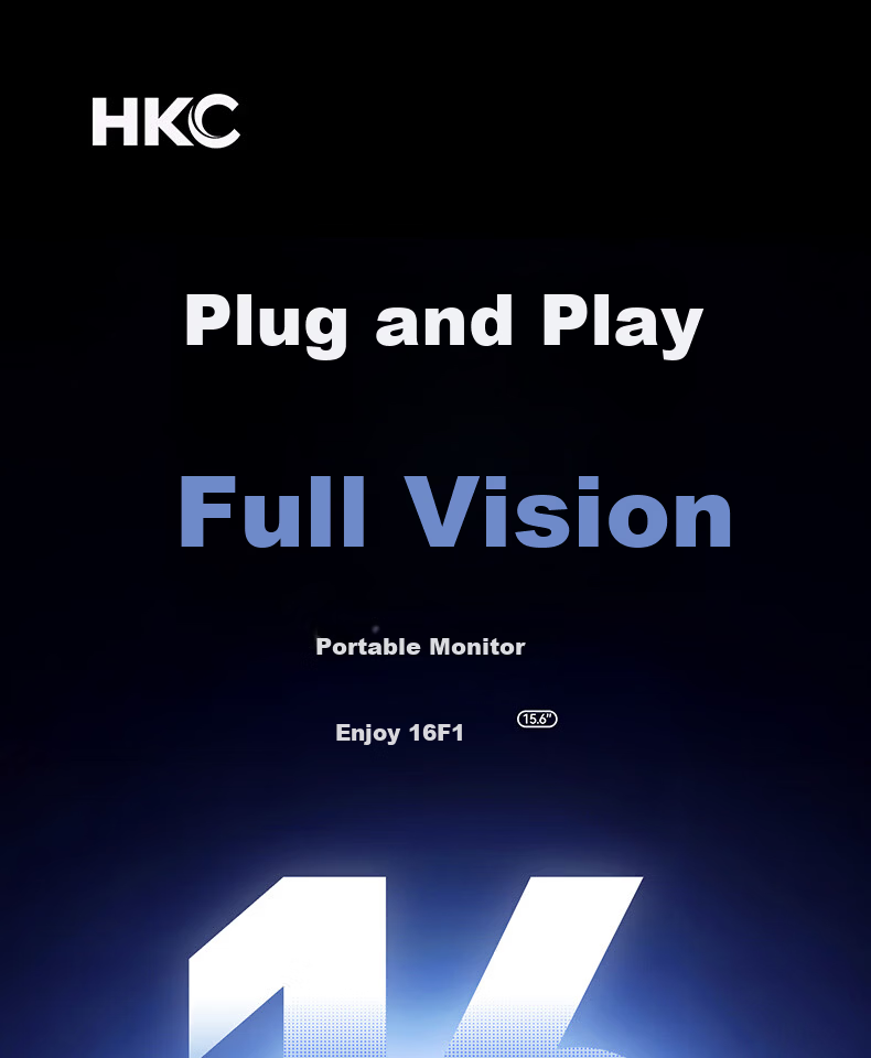 HKC 15.6-inch Portable Monitor Rotating Stand Extension Type-C External MAC Screen PS5 Computer Office Mobile Laptop Switch Secondary Display Yuexiang 16F1 1