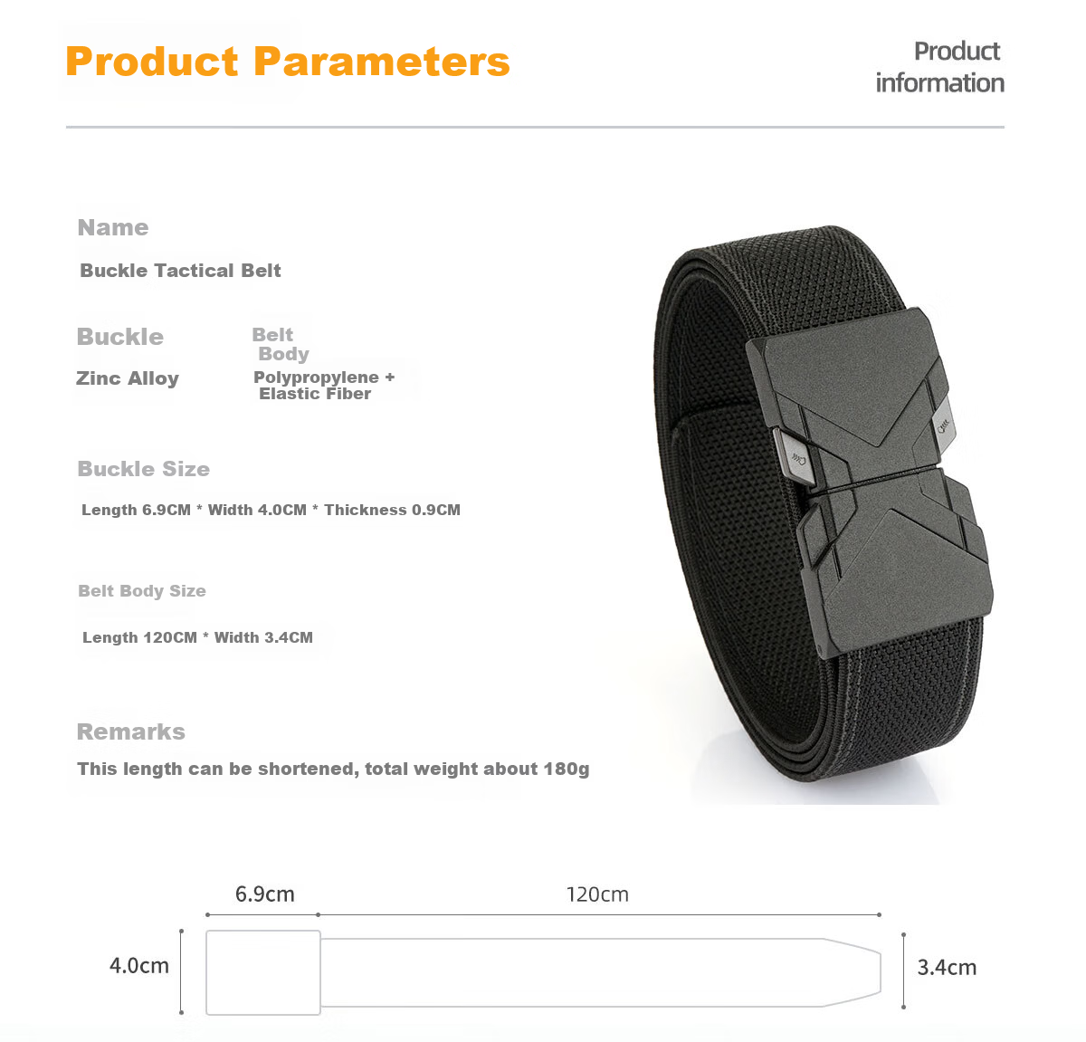 Aoweimei Tactical Elastic Belt Men's New Outdoor Quick-Release Buckle Canvas Nylon Woven Stretch Waist Belt 6