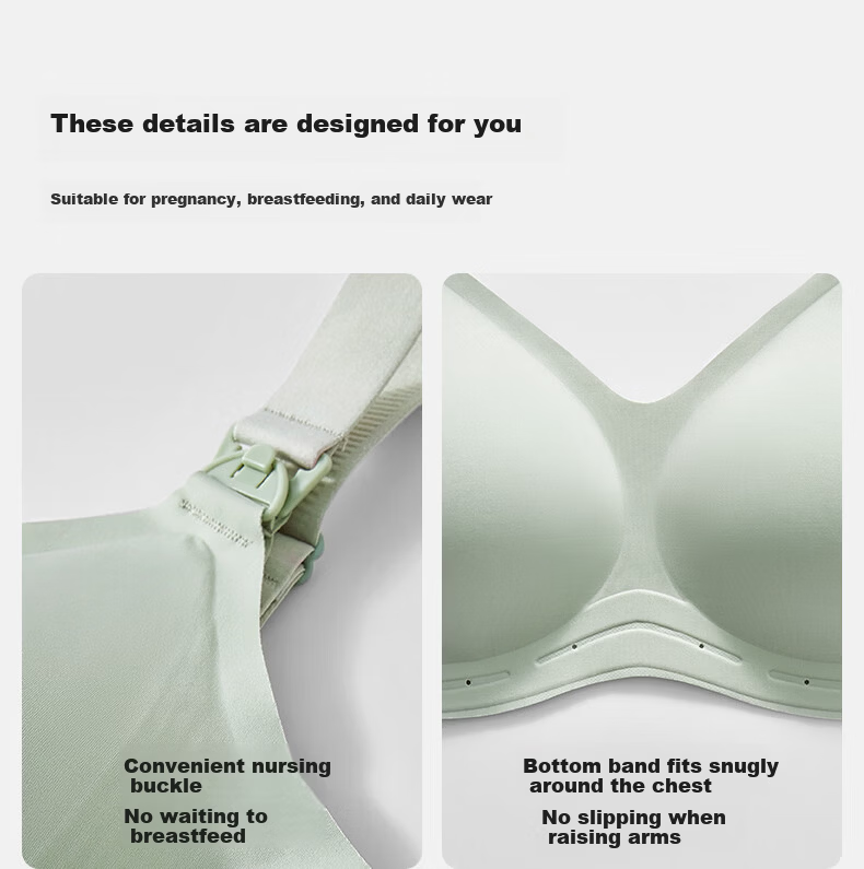 EMXEE Floating Anti-Gravity Large Bust Maternity Nursing Bra Push-Up Anti-Sagging Pregnancy Postpartum Max Bra Apricot M 23