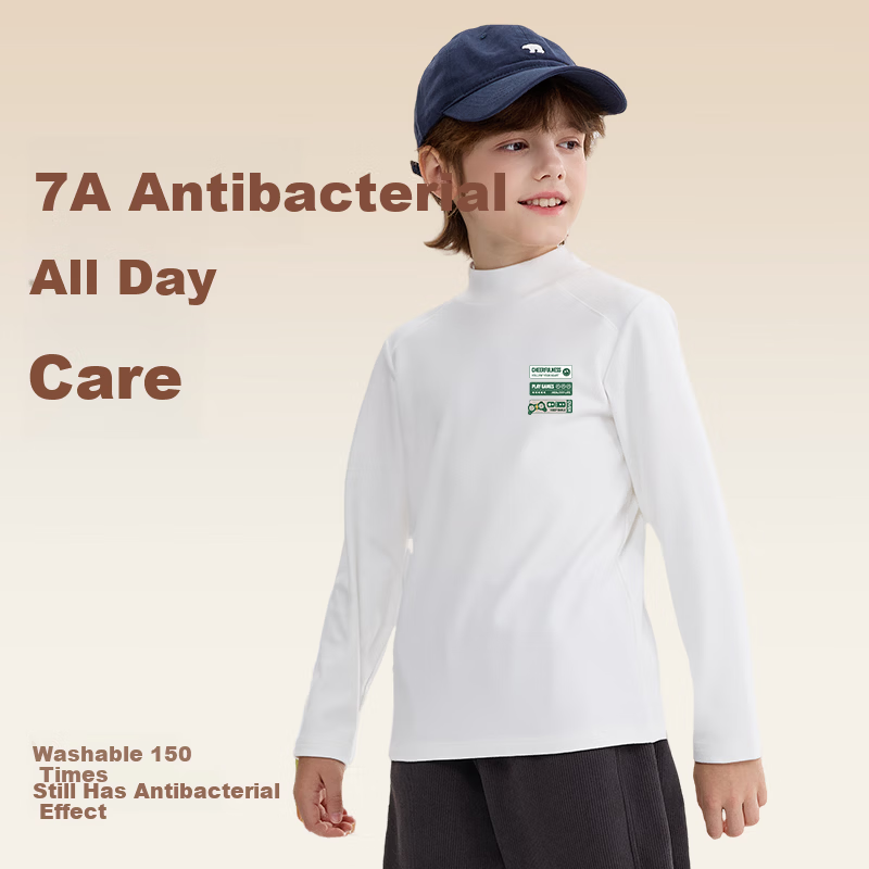 Baleno Boys' Long Sleeve T-Shirt Winter 2025 Boys' Warm Innerwear Children's Half Turtleneck Solid Color Base Shirt Winter