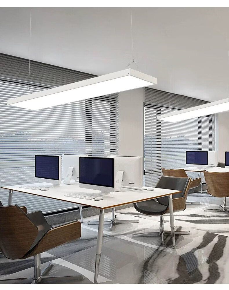 Yuanfang LED Office Ceiling Pendant Light Linear Suspension Lamp for Supermarket Mall Classroom Office Commercial Gym Lighting 120*20cm 8