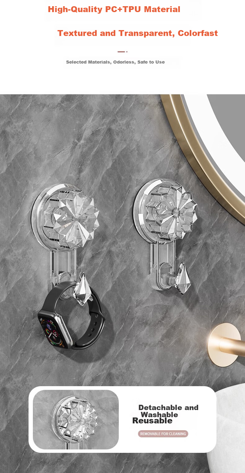 Bahainiao Vacuum Suction Cup Hook, No Drilling Required, Strong Load-Bearing, Bathroom Adhesive Hook, Door-Back Wall-Mounted Kitchen Hook 3