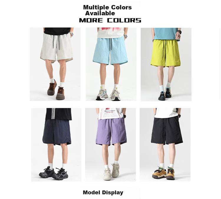NASA GISS Men's Shorts Trendy Brand Summer Ice Silk Lightweight Soft Loose Quick-Dry Breathable Buttoned Five-Point Pants Light Purple XL 3