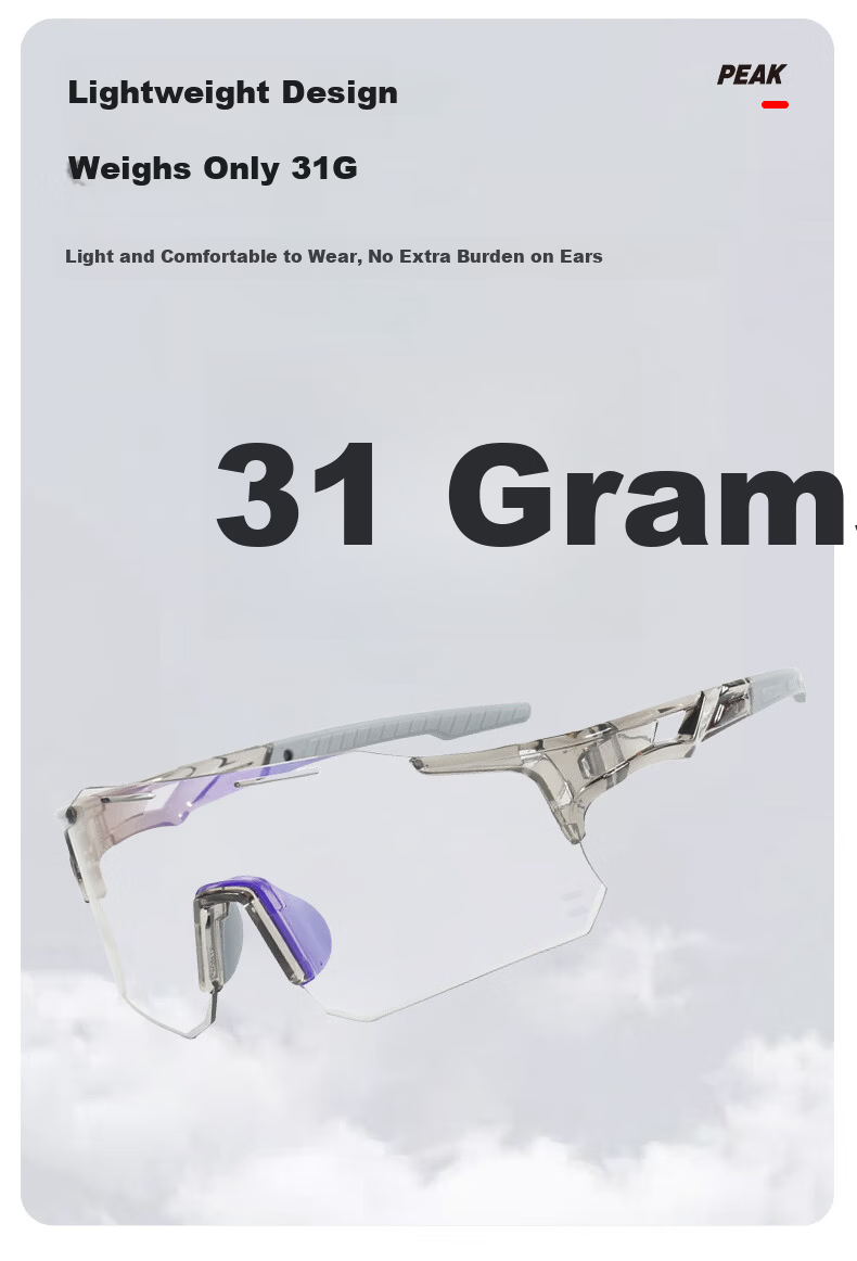 Peak Cycling Glasses Unisex Day and Night Photochromic Outdoor Riding Mountaineering Windproof Goggles Color-Changing Gray Frame 6