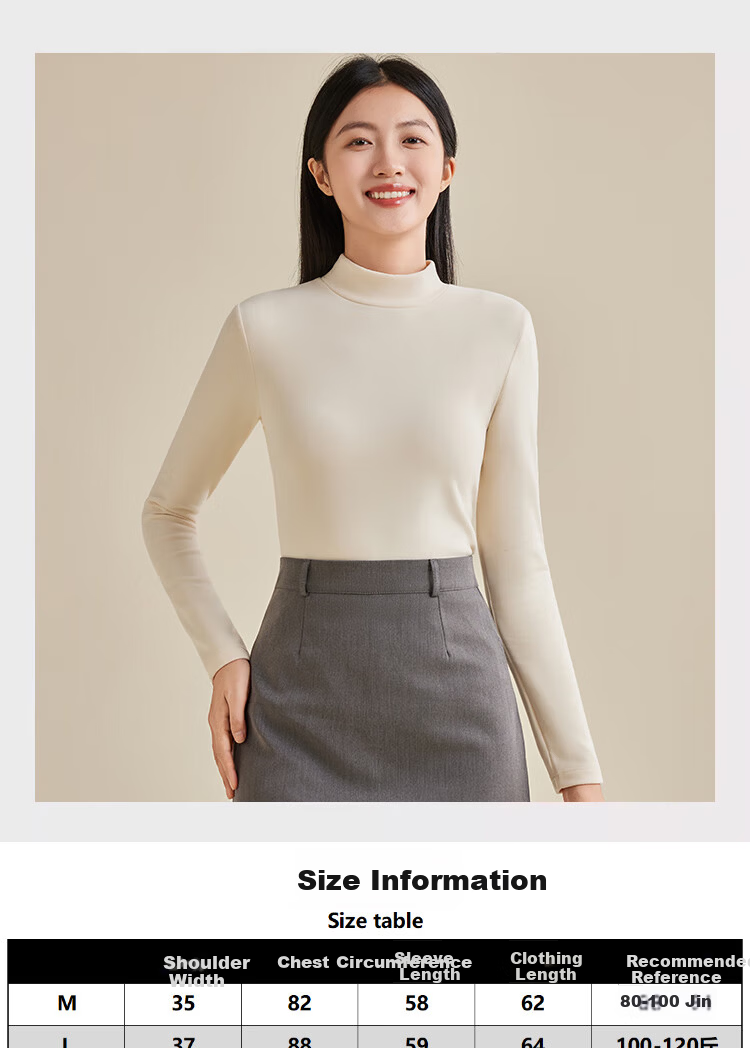 Free Style Half Turtleneck Base Shirt Women Camellia Oil Moisturizing Goose Down Antibacterial Slim Fit Long Sleeve Innerwear German Velvet Brushed Warm Underwear 6