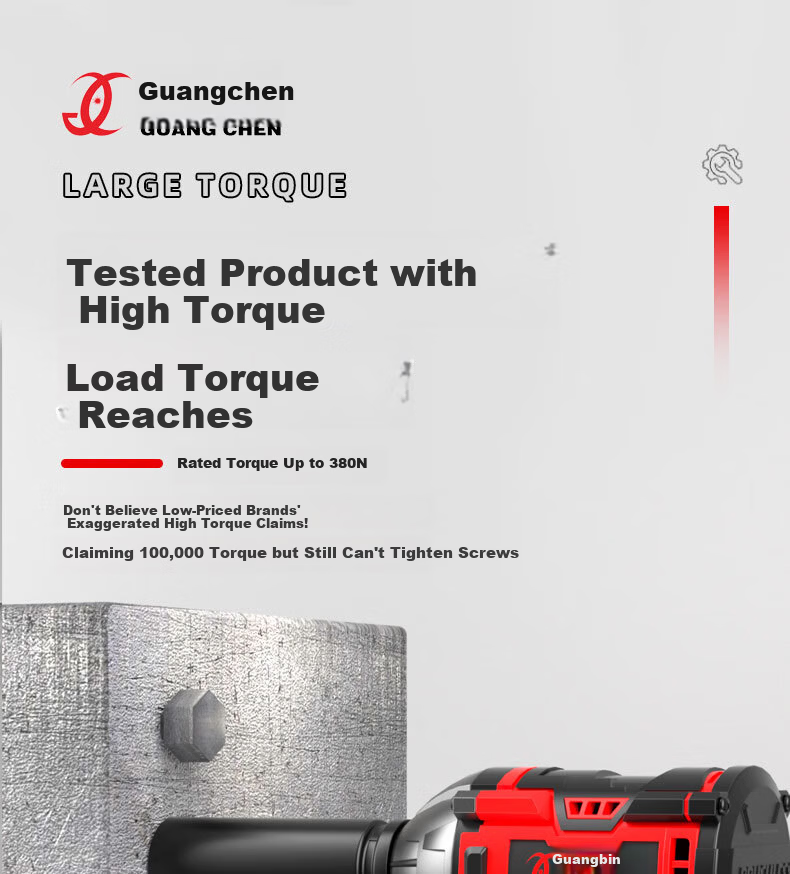 Guangchen Electric Wrench High Torque Impact Lithium Battery Wrench Air Impact Wrench Scaffold Foot Automotive Repair Socket Set Power Tools 16