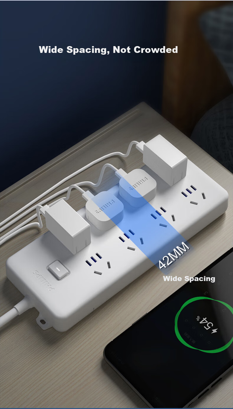 PHILIPS 10-Socket Master Control Switch 1.8m with Child Safety Shutter Power Strip Extension Cord Socket Outlet 8
