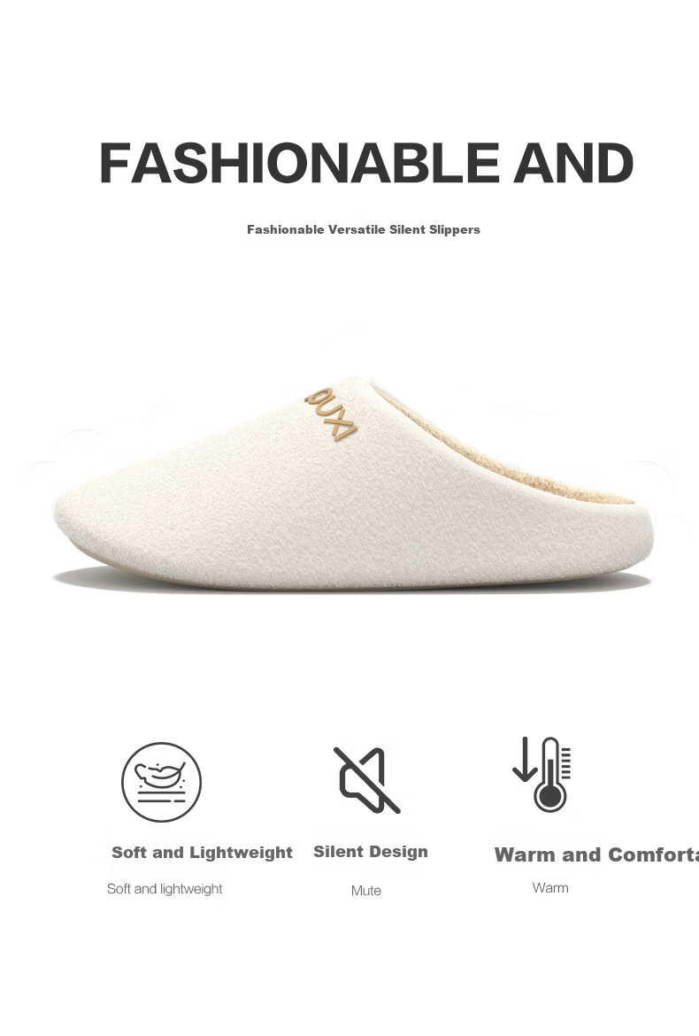 Poxi Autumn And Winter Indoor Quiet Simple Closed-Toe Slippers for Women, Home Floor Indoor Silent Cotton Fabric, Light Pink, Size 36-37 2