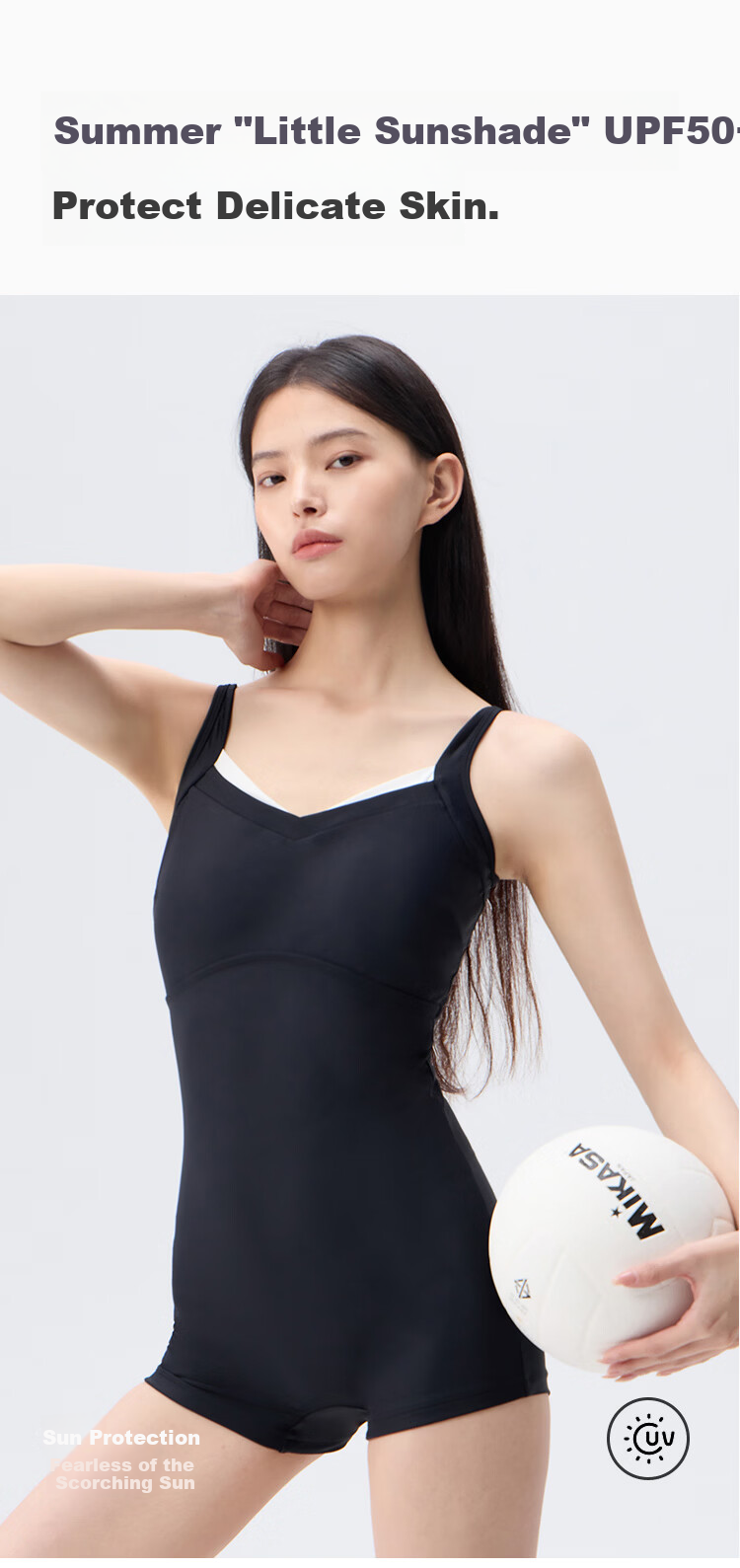 Keep Women's One-Piece Square-Leg High-End Casual Slimming Swimsuit 972 Black M 12