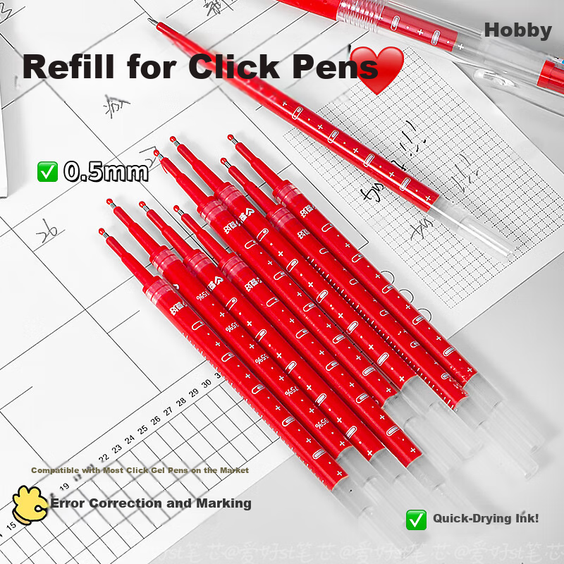 AIHAO Retractable Gel Pen Refills ST Tip 0.5mm Quick-Dry Crystal Blue Replacement Ink Cartridges 10pcs DGR1001 3