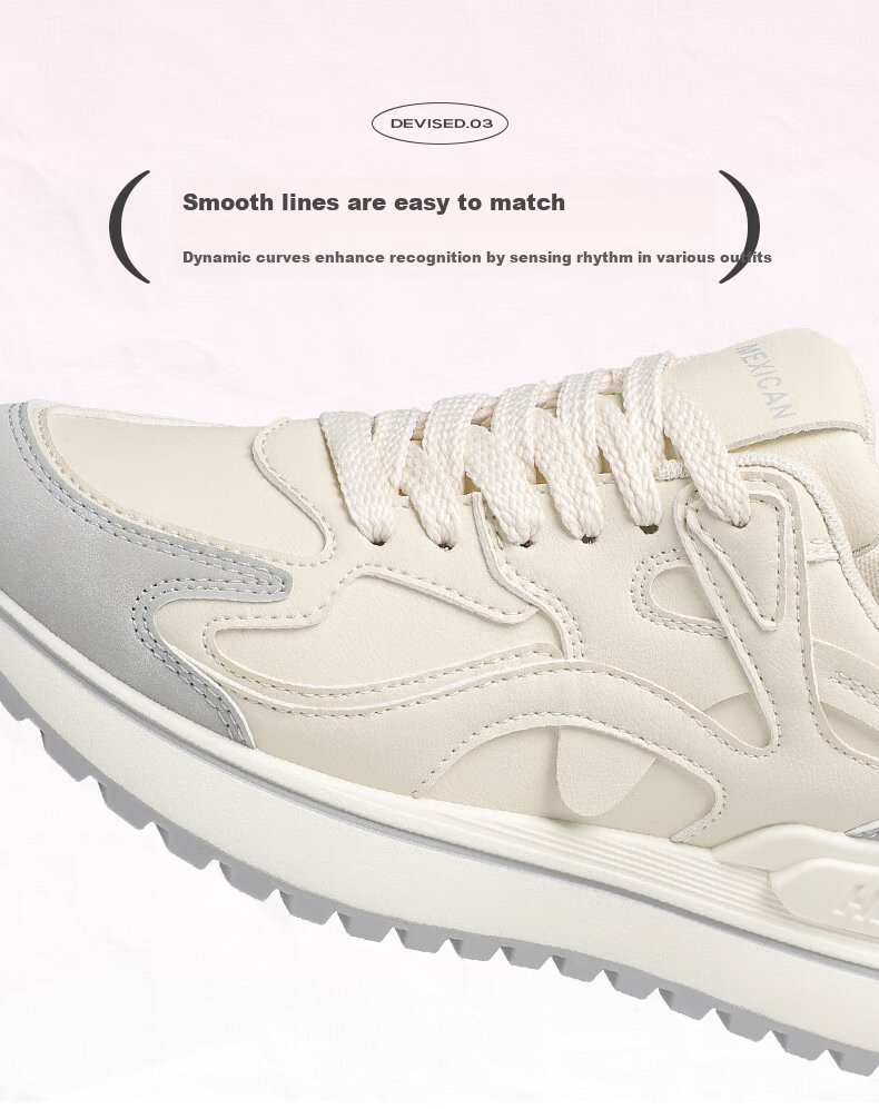 MEXICAN Women's Skate Shoes White Casual Sports Dad Sneakers Red Beige Size 35 6