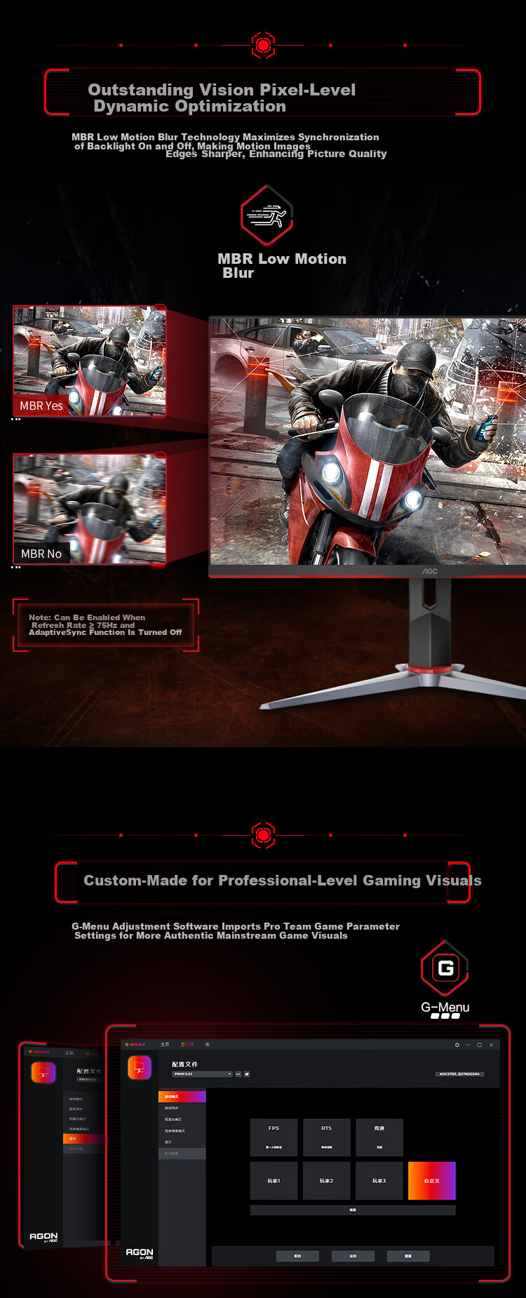 AOC 27-inch 2K 300Hz 1152-Zone QD-MiniLED HVA Black HDR1000 Fast 1ms Gaming Monitor Zuguang Q27G4SMN 5