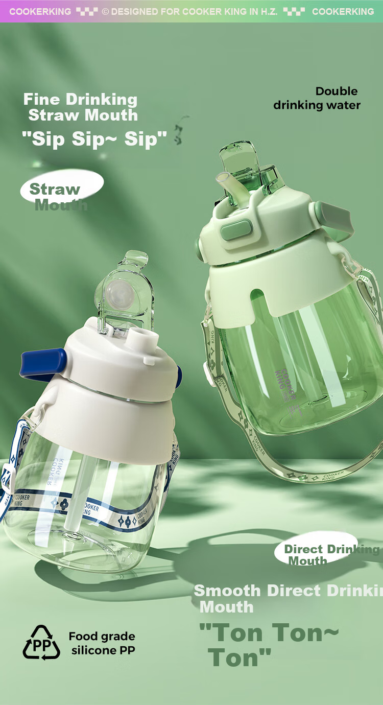 COOKER KING Water Bottle for Women with Straw, Tritan Large Capacity Shaker Cup for Girls, Summer Cup 750ml (Starry Coconut) 2