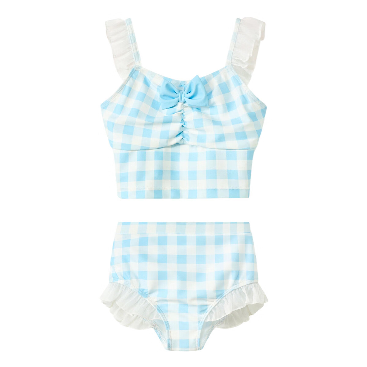 ASK JUNIOR Children's Swimsuit with Swim Cap, Summer One-Piece Spaghetti Strap Swimsuit, High-Elastic Ruffle Edge Beach Training Suit for Kids 8