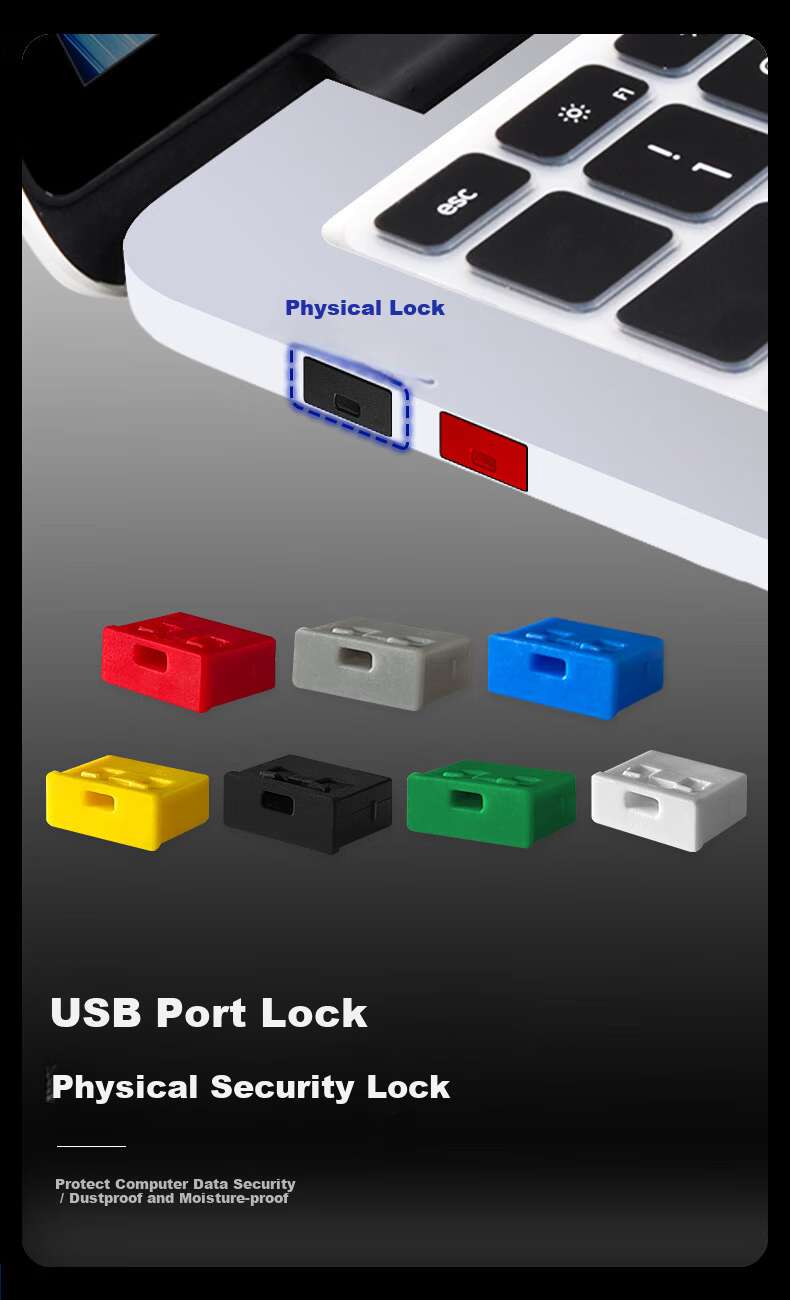 Suoli USB Security Lock, USB Port Lock, USB Physical Security Lock, USB Lock, Sealing Plug, Removable Dust Plug, Black, 1000 Pieces + 15 Tools/20087 4