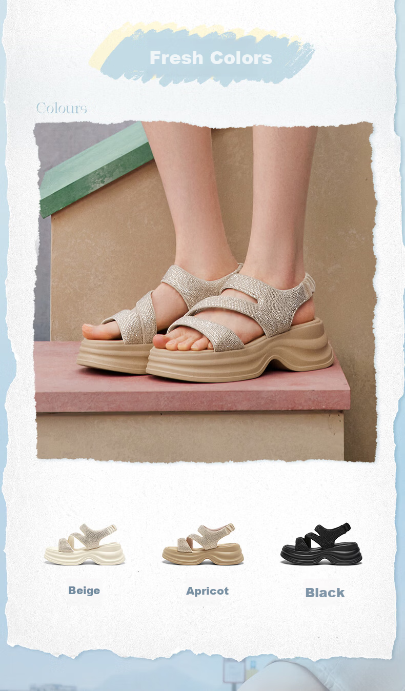 Basto 26 Summer Dad Style Sports Sandals Fashion Casual Outdoor Women's Shoes BP575BL6 Apricot 37 5