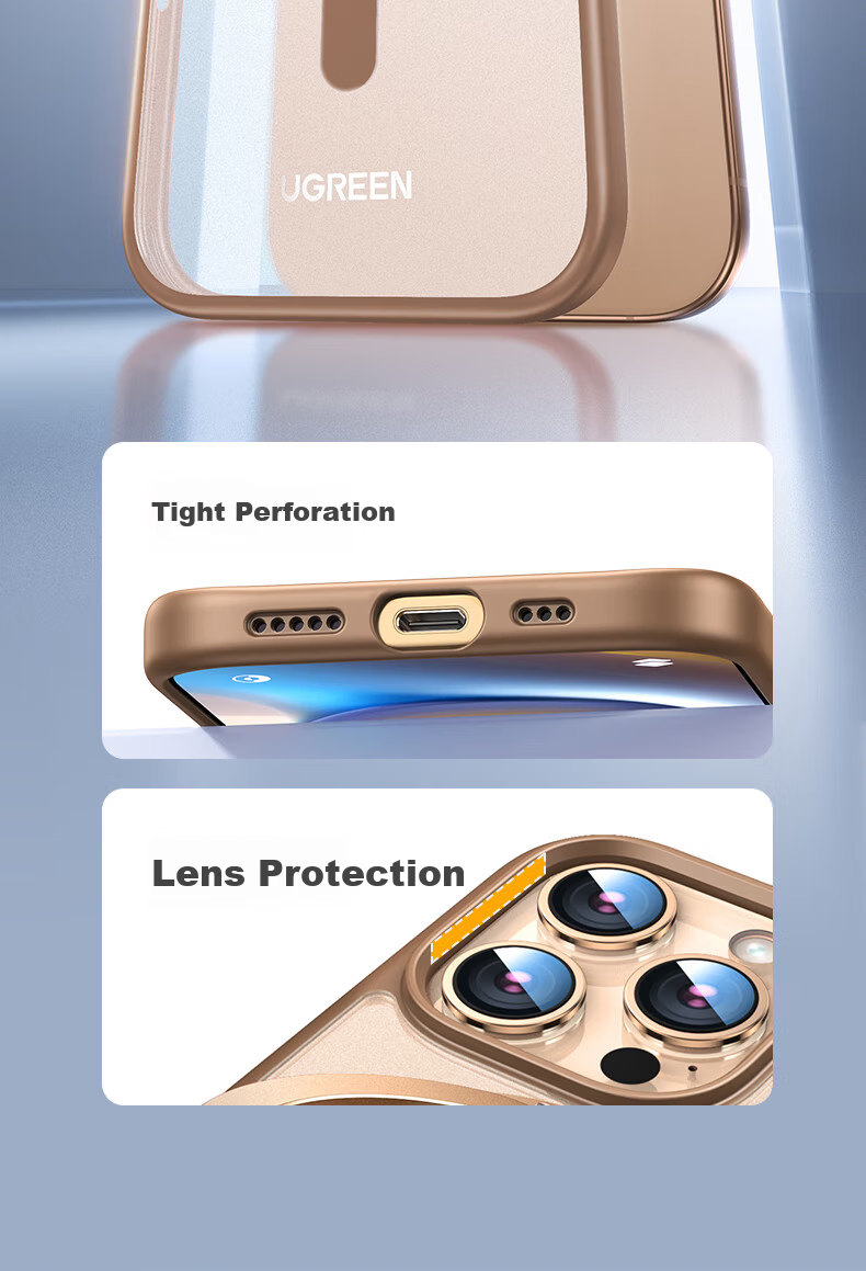 UGREEN 360° Invisible Magnetic Stand Case for iPhone 16 Pro, Matte Anti-Yellowing, Airbag Shockproof, Anti-Fingerprint Protective Cover 22