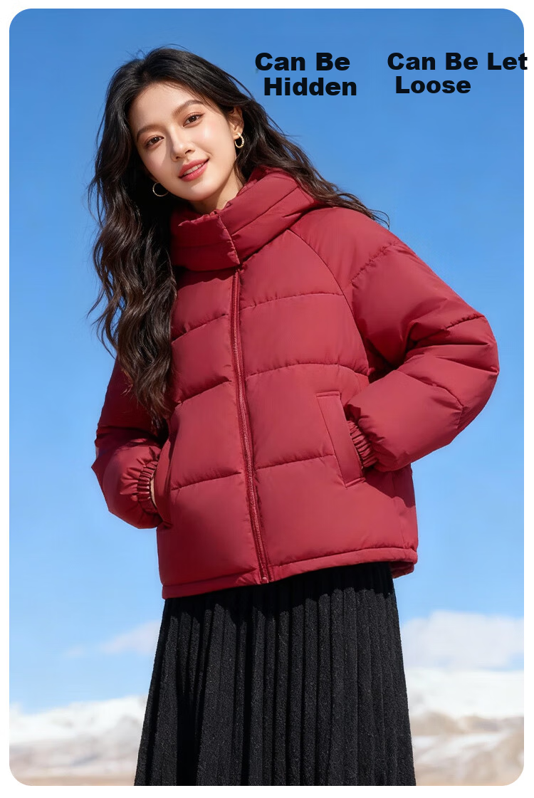 Baleno Women's Hooded Cotton Padded Jacket 2026 Winter Thickened Warm Casual Fashion Commuter Petite Outfit Coat 12