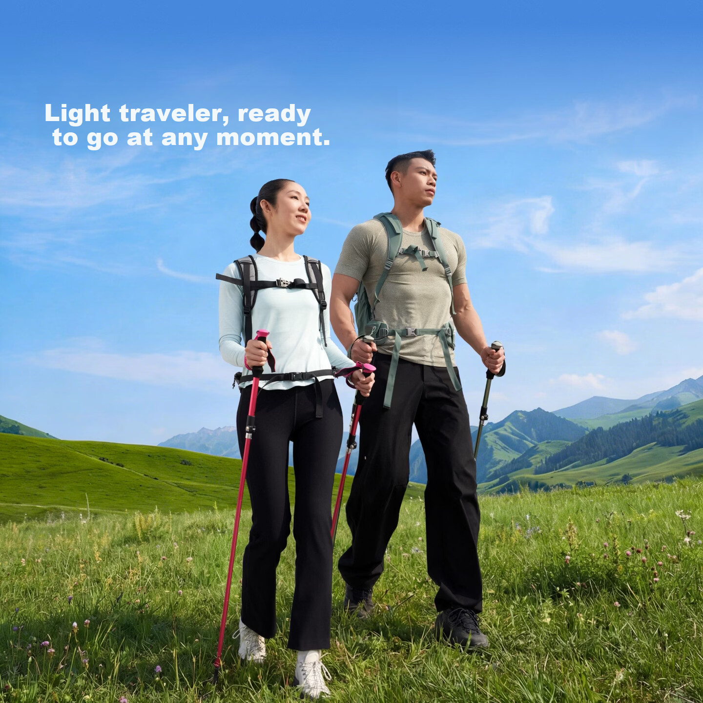 Keep Trekking Pole, Ultra-Light 5-Section Foldable Telescopic Cane, Professional Outdoor Hiking Equipment, Mountain Climbing Stick with Shock Absorptio