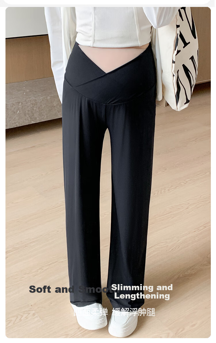 JOYNCLEON Maternity Pants Summer Low Waist Straight Leg Wide Leg Maternity Wear Black L Jyk176498 12