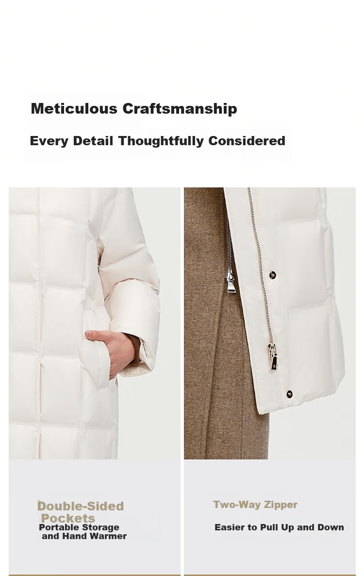 BOSIDENG Off-Season Women's Thickened Hooded Loose Mid-Length Business Versatile Mall-Style Down Jacket 12
