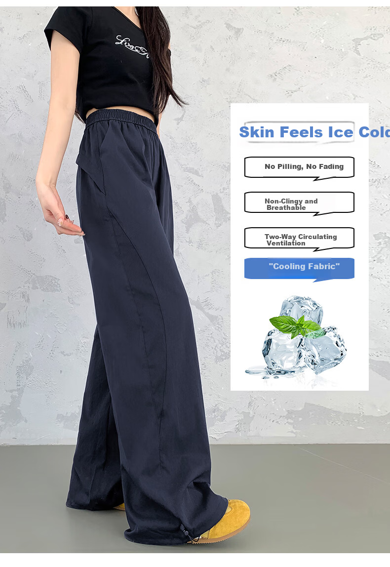 Borui Women's Casual Pants Spring Autumn American Style High Waist Hip Lift Wide Leg Quick-Dry Cargo Pants Straight Leg Sports Paratrooper Pants 11