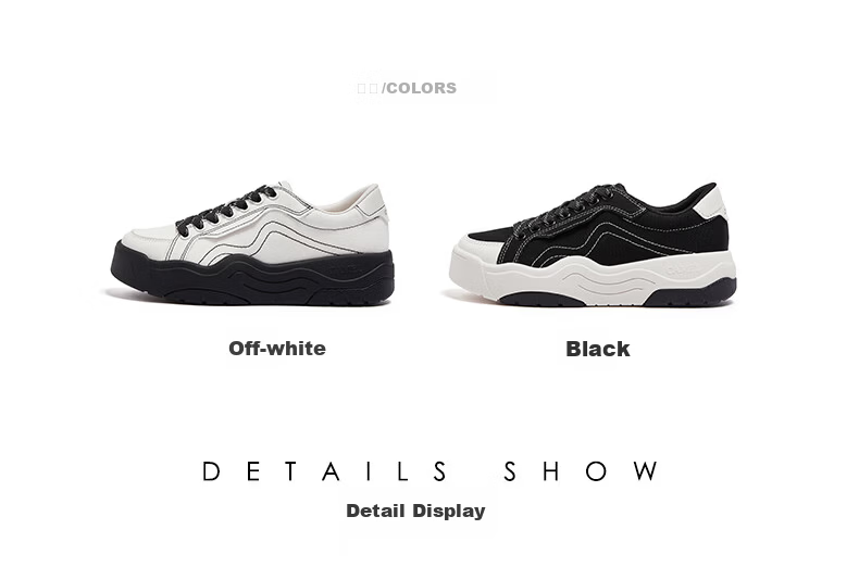 CAMEL Women's Thick-Soled Canvas Sneakers Color-Block Platform Casual Shoes L26S469067 Black Size 35 14