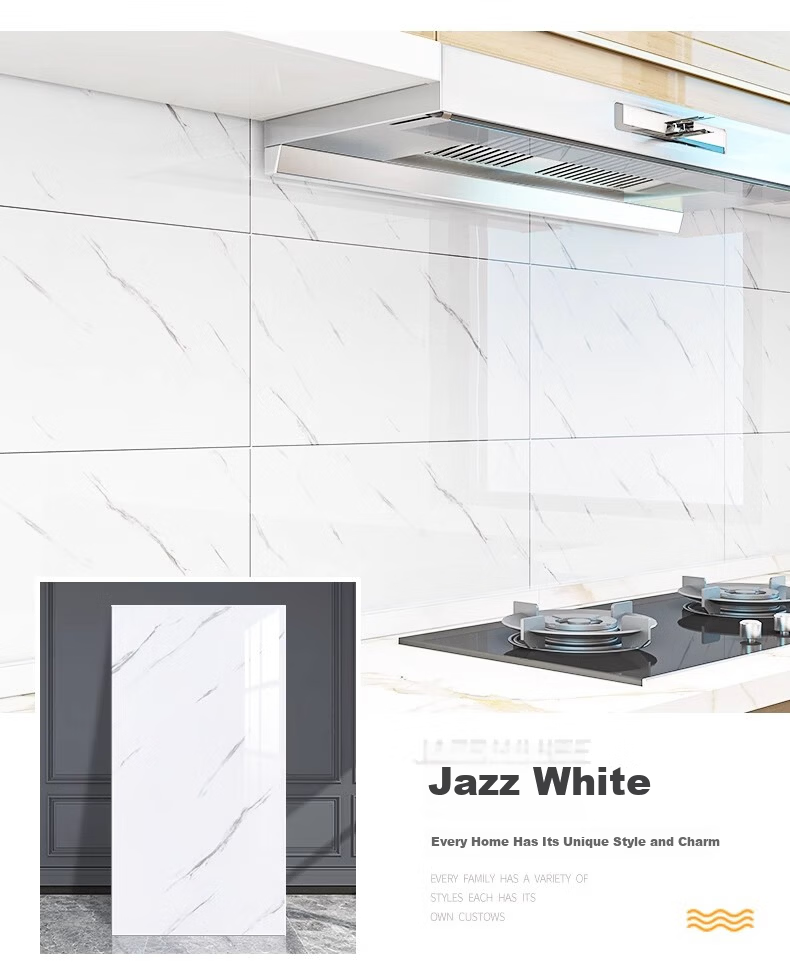 Washi Kitchen Oil-Proof Wall Sticker Self-Adhesive Imitation Tile Aluminum-Plastic Waterproof High-Temperature Resistant Jazz White 40x80cm 5-Pack 17