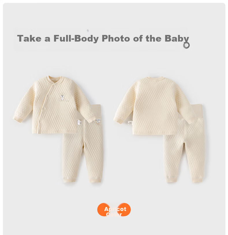 Huanxixiaoxiong Baby Clothes, Infant Winter Underwear Set, Children's Pajamas, Autumn And Winter Three-Layer Warm Pure Cotton, Belly Protection, High-Waist Set 19