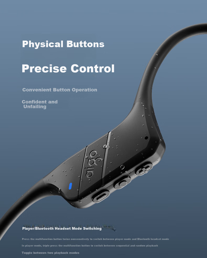 Aigo True Bone Conduction Bluetooth Swimming Earphones Open-Ear Kids Earphones 32GB MP3 Storage IP68 Waterproof Upgraded Soft Silicone Rear Hook GS08 Black 15
