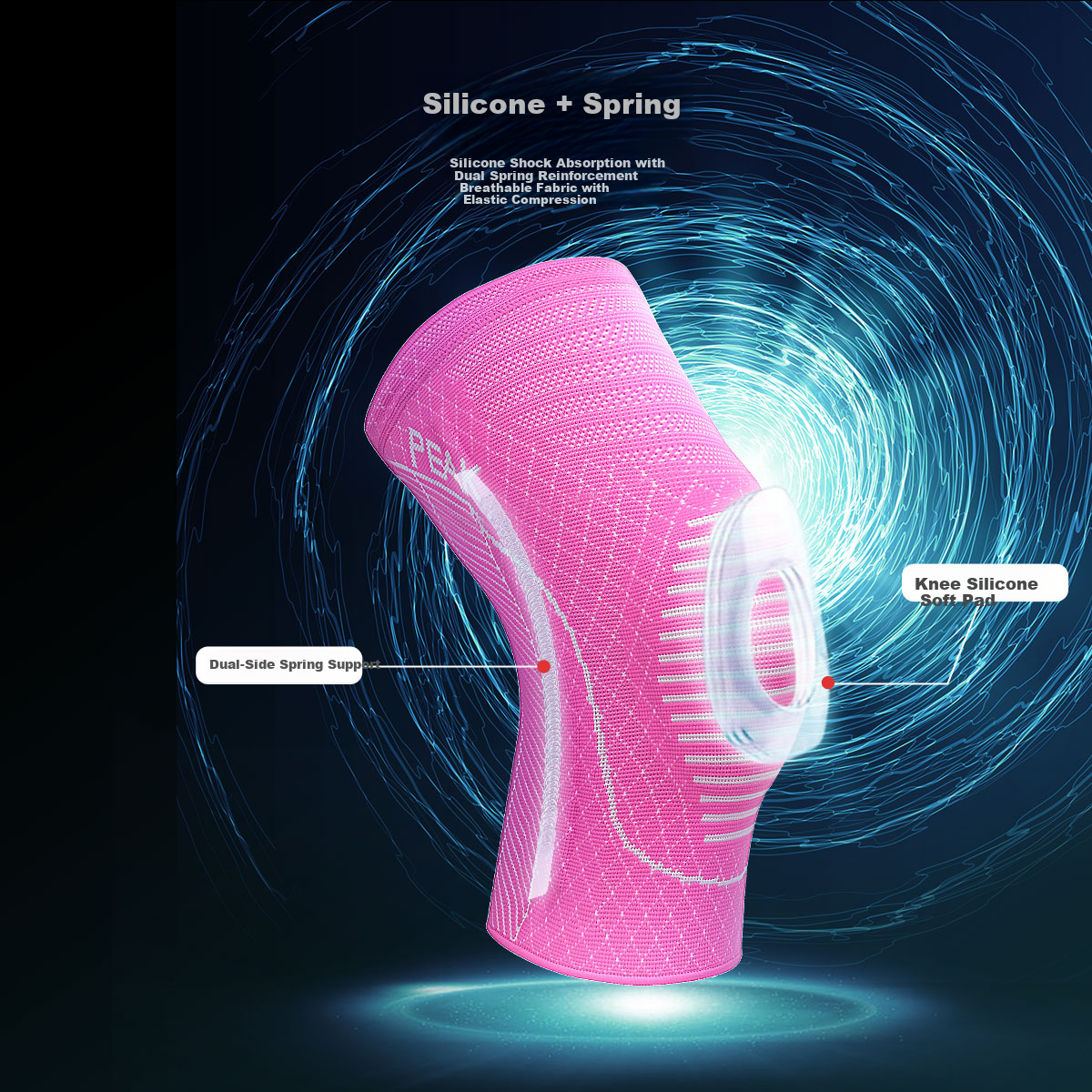 Peak Knee Brace Sports Running Basketball Football Badminton Cycling Mountaineering Fitness Patella Strap Men's Protective Gear Pink M
