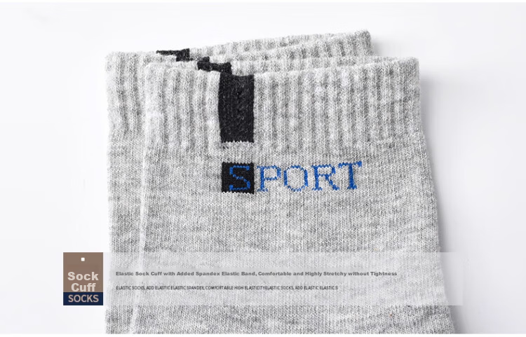 Langsha Men's Socks Spring Summer 100% Cotton 10A Antibacterial Odor-Resistant Sports Mid-Calf Socks Men's All-Cotton Basketball Long Socks 16