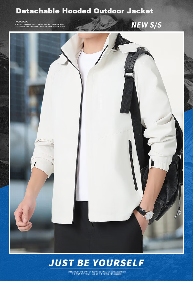 ROMON Men's Hooded Jacket Autumn Sports Commuter Casual Outdoor Windbreaker ZHX2228 Black 2XL 2