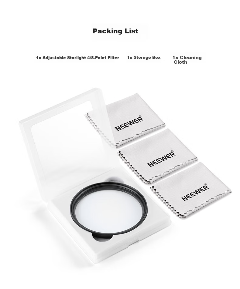 NEEWER Adjustable 4/8-Point Star Filter Short Line Starburst Lens Filter 58mm for Canon Sony Nikon Fuji Tamron Sigma Leica DSLR Mirrorless Cameras 8