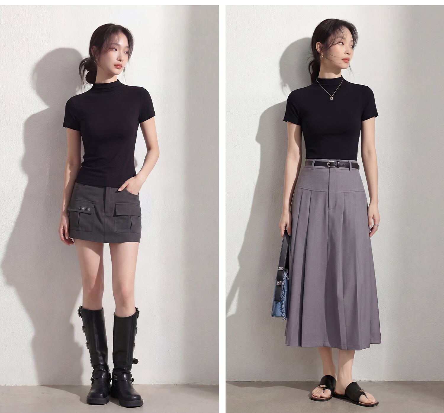 Miiow Women's Half Turtleneck T-Shirt 2026 New Summer Cool Slim Fit Waist-Enhancing Short Sleeve American Style Basic Layering Top 25