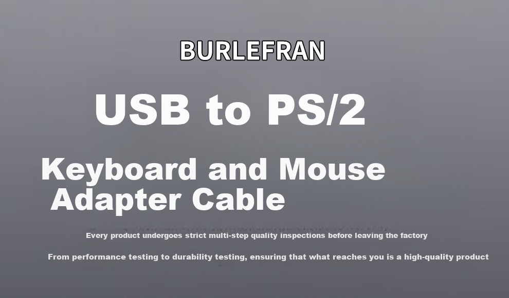 BURLEFRAN USB to PS2 Mouse Keyboard Adapter Cable USB Male to PS2 Female Round Connector Driver-Free Black 1
