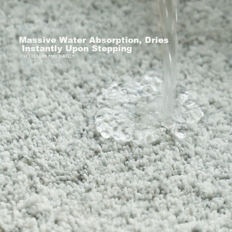 Saibosi Machine Washable Bathroom Door Mat Antibacterial Water Absorbent Non-Slip Floor Rug Plain Carpet 50X80CM