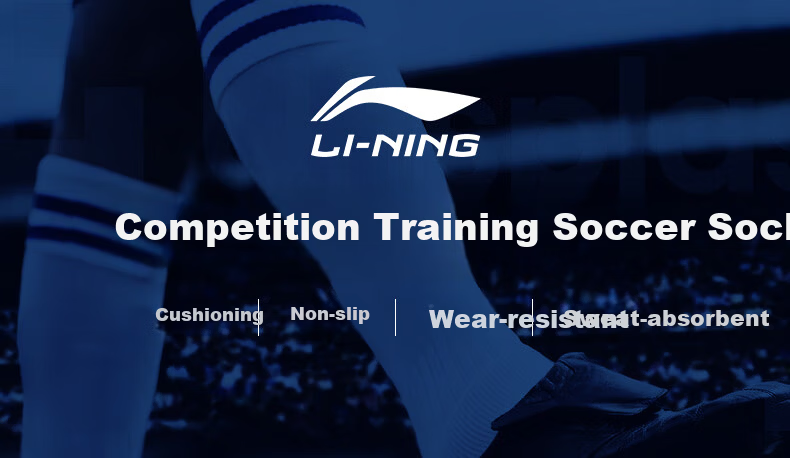 LI-NING Children's Mid-Calf Anti-Slip Soccer Socks Over-the-Knee Professional Men's Football Shin Guard Sports Long Socks Black - M 1