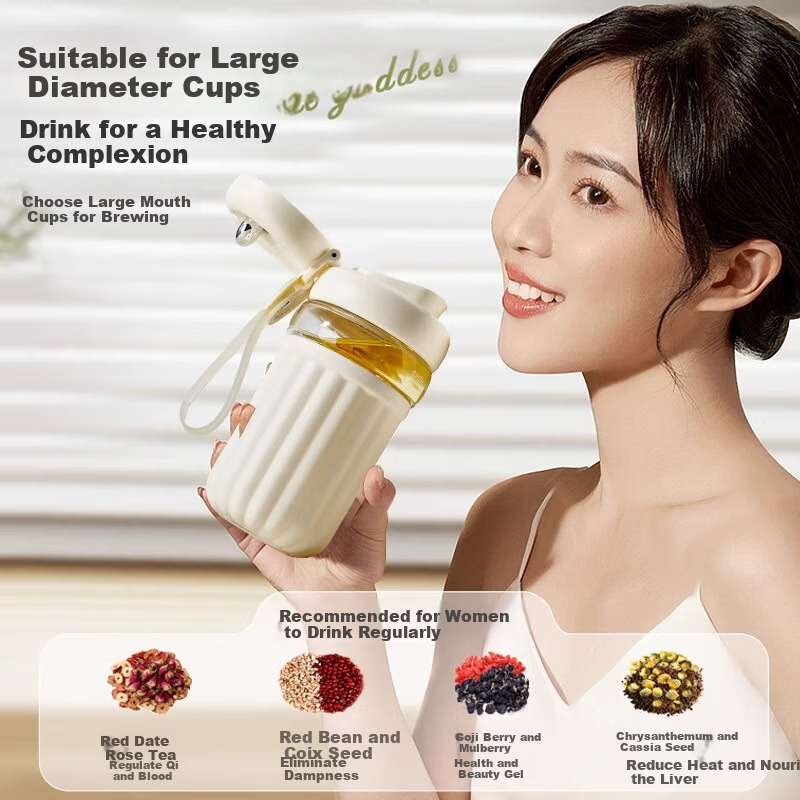 Sidomi Glass Water Cup Women's Tea Separation Cup Large Capacity Portable High-Value Student Office High-Temperature Resistant Tea Brewing Cup
