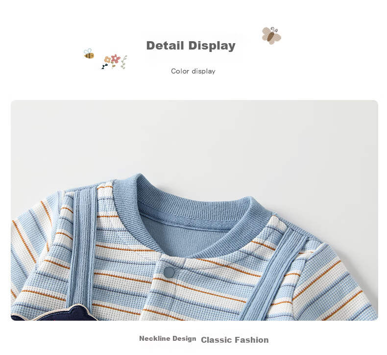 VOONLIE Baby Clothes Spring Newborn Boys Cartoon Cute Puppy Striped Romper Jumpsuit for Spring and Autumn 2