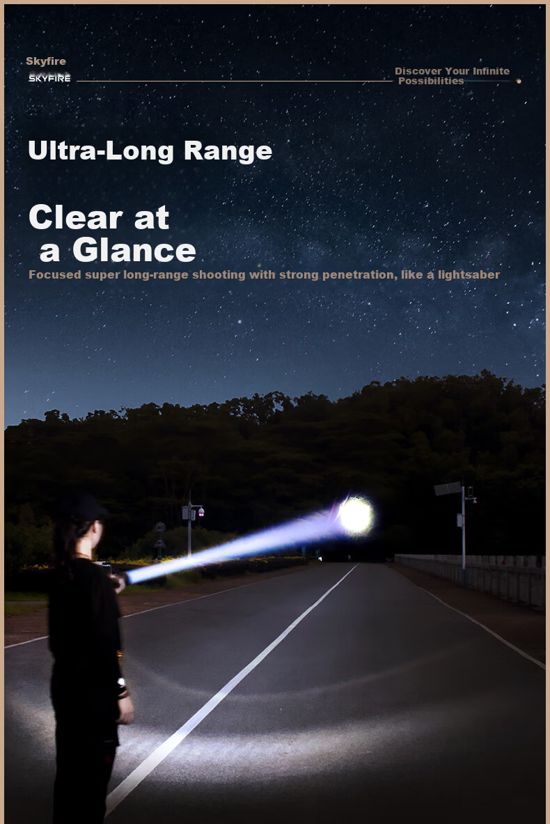Tianhuo Flashlight Qian Kun High Brightness Ultra Long Battery Life 200000 Lumens Penetrating Outdoor Long Range Home Use 7