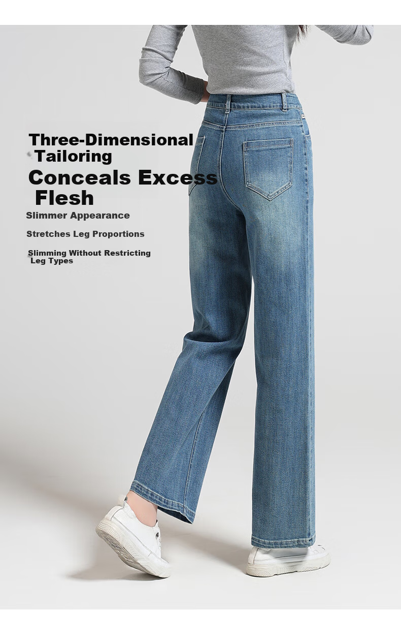 Meishi Women's Denim Jeans 2026 Spring High Waist Slim Fit Straight Loose Cigarette Pants Blue 28 5