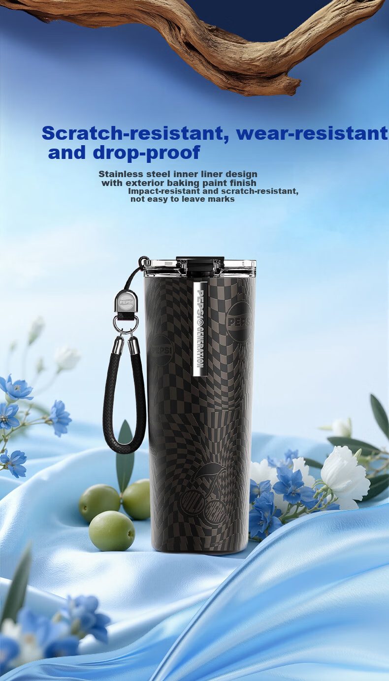 Pepsi Insulated Tumbler 316L Stainless Steel Coffee Cup Portable Car Cooler Sports Travel Mug 650ml Ink Brown 8