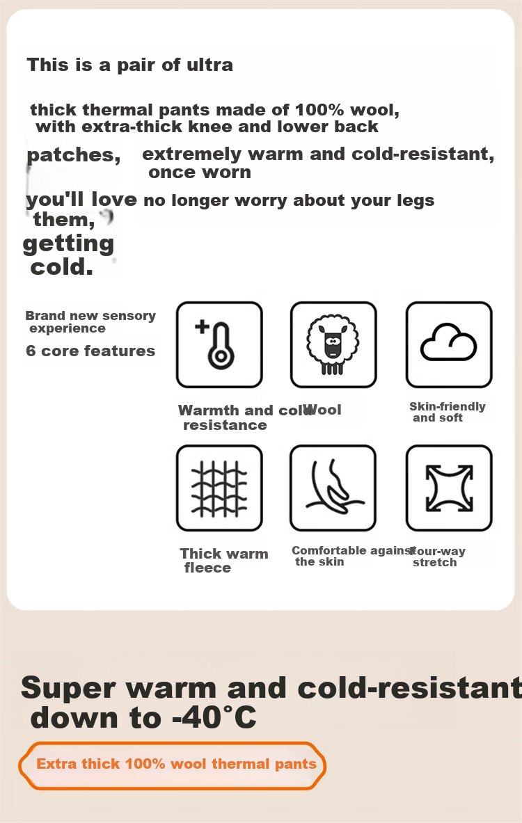 LangSha Men's Thermal Pants Wool Silk Autumn Winter Fleece Lined Thickened Knee Patch Plus Size Extra Thick Cotton Wool Pants 1