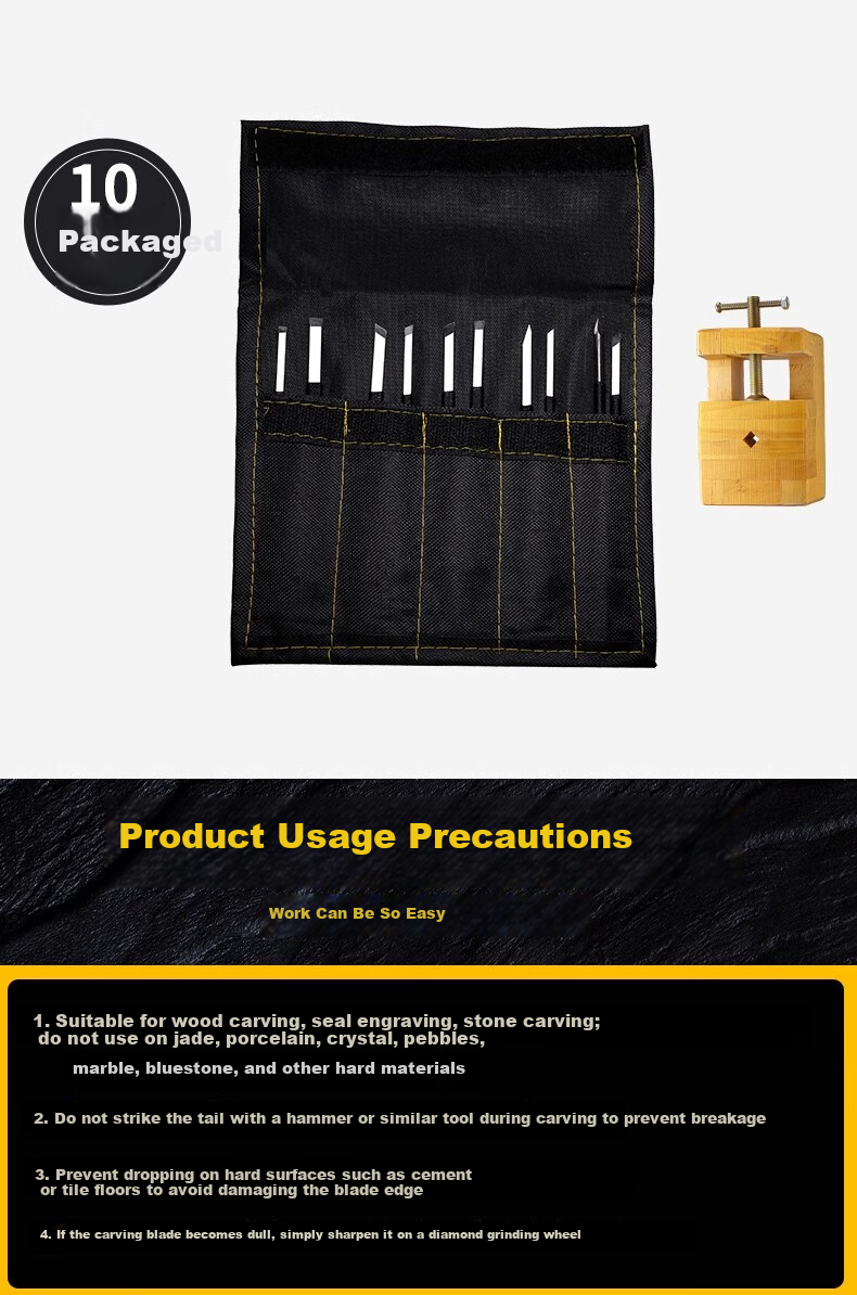 Chengyang Hand Carving Knife Set Tungsten Steel Hard Alloy Seal Engraving Stone Carving Tool Stamp Pen Micro Carving Knife 10