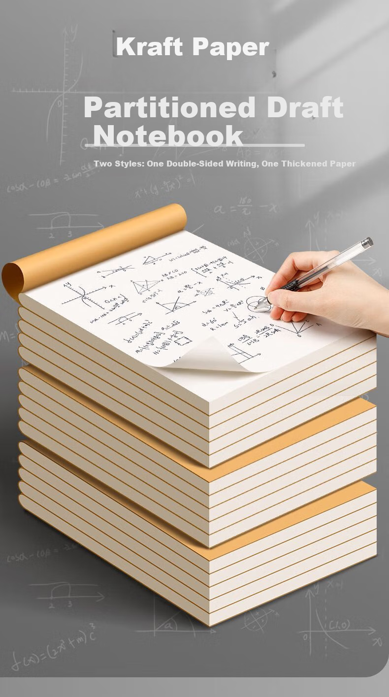 TRUECOLOR A5 Thick Tearable Draft Notebook Draft Paper for Postgraduate Exam University High School Math Scratch Paper White Paper Partitioned 5-Pack 6306 1
