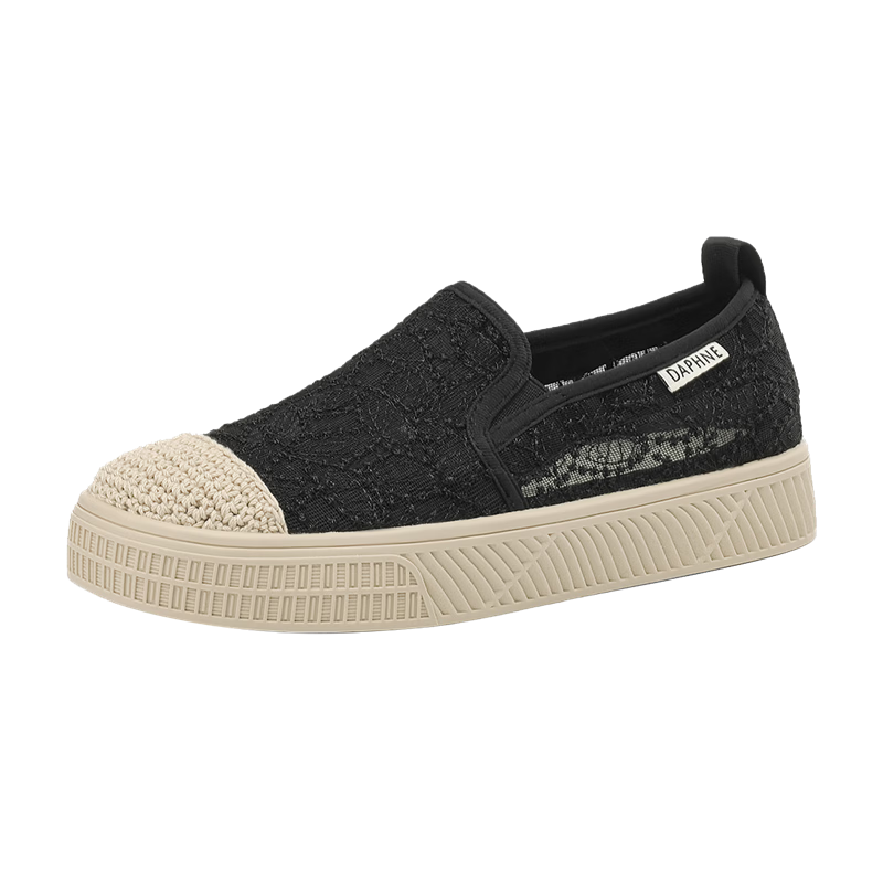 DAPHNE Women's Breathable Mesh Slip-On Flat Fisherman Shoes Black Size 38