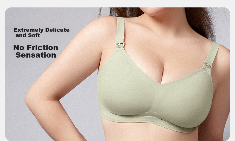 EMXEE Floating Anti-Gravity Large Bust Maternity Nursing Bra Push-Up Anti-Sagging Pregnancy Postpartum Max Bra Apricot M 12