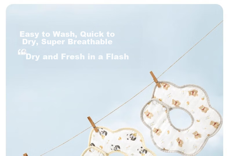 Niduoxiong Newborn Baby Waterproof Bib A-Class Petal Feeding Bib Pure Cotton Gauze Baby Eating Bib 17